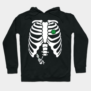 Skeleton Clover Heart Rib Cage X-Ray St Patricks Day Pregnancy Hoodie